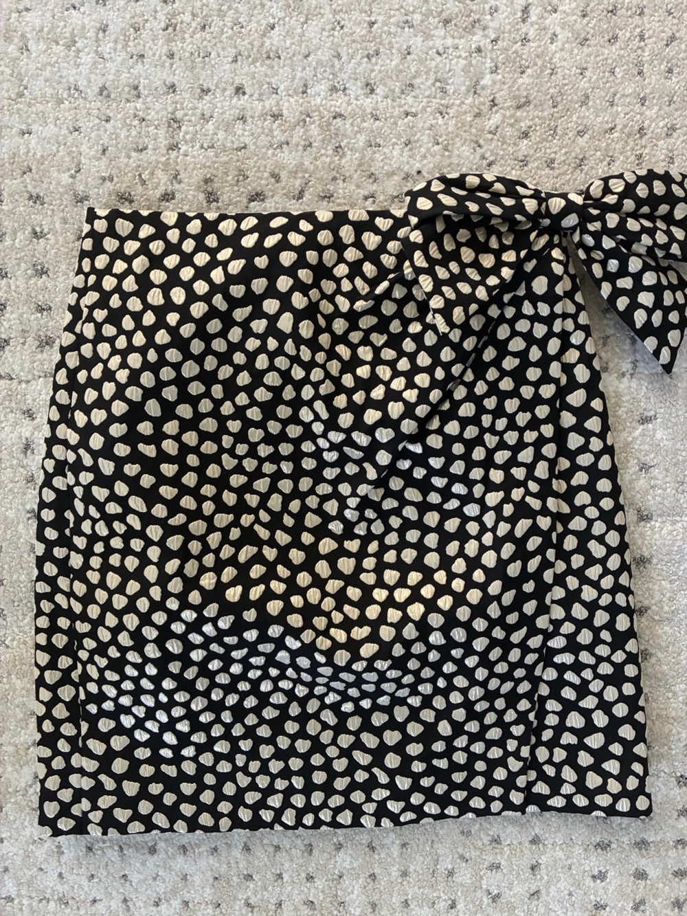 J. Crew Black with Embossed Silver Skirt with Side Bow Detail